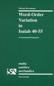 Cover of: Word Order Variation in Isaiah 40-55 (Studia Semitica Neerlandica)