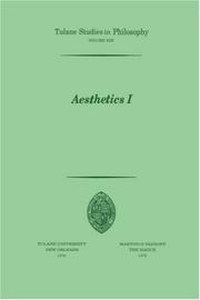 Cover of: Aesthetics I (Tulane Studies in Philosophy)