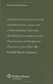 Cover of: The Uniformity of the CISG and its Jurisconsultorium