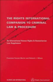 Cover of: The Rights International Companion to Criminal Law and Procedure:An International Human Rights Law Supplement