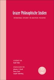 Cover of: Grazer Philosophische Studien. Vol. 73 2006 (Grazer Philosophische Studien)
