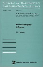 Cover of: Busemann Regular G-Spaces (Reviews in Mathematics and Mathematical Physics)