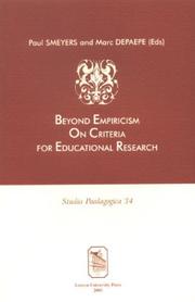 Cover of: Beyond Empiricism on Criterea for Educational Research (Studia Paedagogica) by 