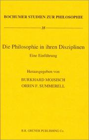Cover of: Die Philosophie in Ihren Disziplinen: Eine Einfuhrung (Bochumer Studien Zur Philosophie, 35)
