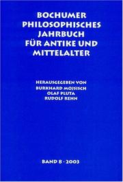 Cover of: Bochumer Philosophisches Jahrbuch Fur Antike Und Mittelalter: Boand 8 2003