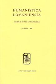 Cover of: Humanistica Lovaniensia: Journal of Neo-Latin Studies