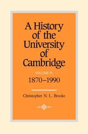 Cover of: A History of the University of Cambridge by Christopher N. L. Brooke