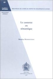 Cover of: Le contexte en sémantique