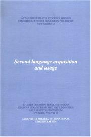 Cover of: Second Language Acquisition & Usage (Stockholm Studies in Modern Philology, New Series)