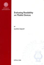 Evaluating Readability on Mobile Devices (Studia Linguistica Upsaliensia) by Gustav Oquist