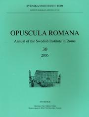 Cover of: Opuscula Romana 30: Annual of the Swedish Institute in Rome