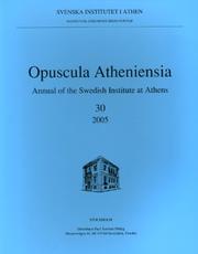 Cover of: Opuscula Atheniensia 30: Annual of the Swedish Institute in Rome