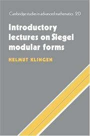 Cover of: Introductory lectures on Siegel modular forms by Helmut Klingen