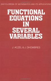 Cover of: Functional equations in several variables by János Aczél