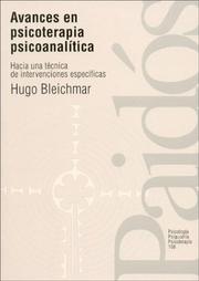 Cover of: Avances En Psicoterapia Analitica