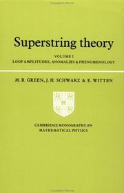 Cover of: Superstring Theory (Cambridge Monographs on Mathematical Physics)