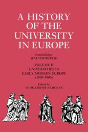 Cover of: A History of the University in Europe by Hilde de Ridder-Symoens