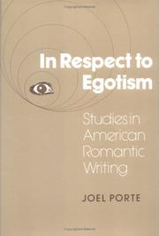 Cover of: In respect to egotism by Joel Porte