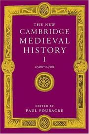 Cover of: The New Cambridge Medieval History, Vol. 1: c. 500-c. 700