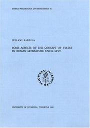 Cover of: Some aspects of the concept of virtus in Roman literature until Livy