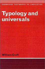 Cover of: Typology and universals by Croft, William.