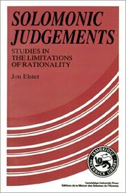 Cover of: Solomonic judgements: studies in the limitations of rationality