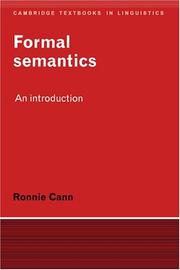 Cover of: Formal semantics by Ronnie Cann