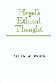 Cover of: Hegel's ethical thought by Allen W. Wood