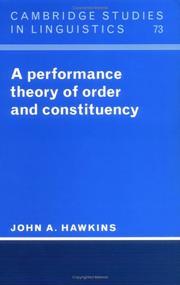 Cover of: A performance theory of order and constituency