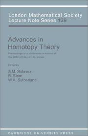 Cover of: Advances in homotopy theory: proceedings of a conference in honour of the 60th birthday of I.M. James