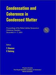 Front cover of Condensation and coherence in condensed matter by Unknown