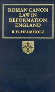 Cover of: Roman canon law in Reformation England by R. H. Helmholz