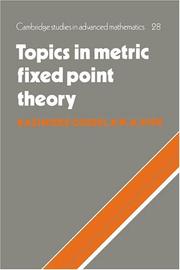 Cover of: Topics in metric fixed point theory by Kazimierz Goebel