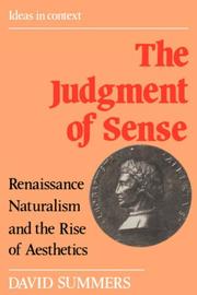 Cover of: The Judgment of Sense: Renaissance Naturalism and the Rise of Aesthetics (Ideas in Context)