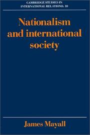 Cover of: Nationalism and international society