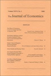 Cover of: Journal of Economics, 2000 (Journal of Economics, Vol 26, No 1, 2000) by Yousefi Mahmood
