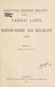 Cover of: Parish Lists of Wigtownshire and Minnigaff 1684: Old Series Volume 50