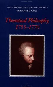 Cover of: Theoretical philosophy, 1755-1770 by Immanuel Kant