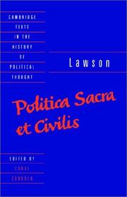 Cover of: Lawson: Politica sacra et civilis (Cambridge Texts in the History of Political Thought)