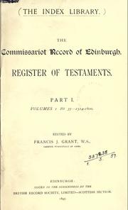 The Commissariot Record of Edinburgh by Scottish Record Society