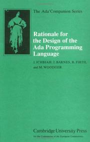 Cover of: Rationale for the design of the Ada programming language