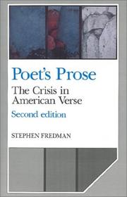 Cover of: Poet's prose: the crisis in American verse