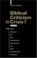 Cover of: Biblical criticism in crisis?