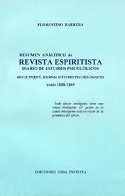 Cover of: Resumen análitico de "Revista espiritista : diario de estudios psicológicos": "Revue spirite : journal d'études psychologiques," : Paris 1858-1869