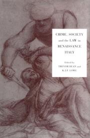 Cover of: Crime, society, and the law in Renaissance Italy | 