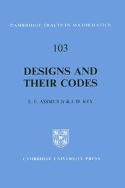 Cover of: Designs and their codes by E. F. Assmus