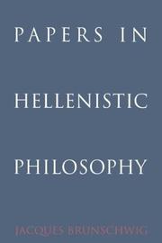 Cover of: Papers in Hellenistic philosophy