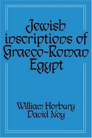 Cover of: Jewish inscriptions of Graeco-Roman Egypt by [edited by] William Horbury and David Noy.
