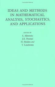 Cover of: Ideas and Methods in Mathematical Analysis, Stochastics, and Applications: In Memory of Raphael Høegh-Krohn (1938-1988)