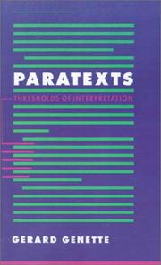 Cover of: Paratexts: thresholds of interpretation
